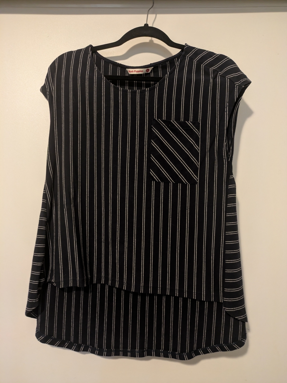 Hush Puppies Navy Stripe Cap-Sleeve Pocket Top